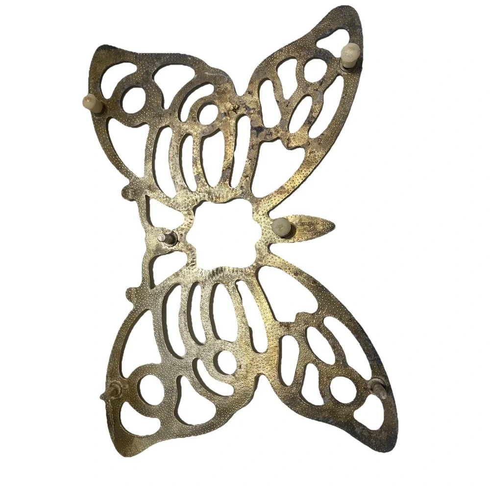 Leonard Silverplate Butterfly Trivet Italy Vintage Mid Century MCM (2/1 pair)